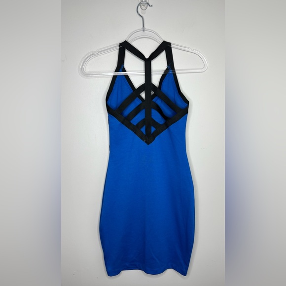 Nicki Minaj bandage bodycon stretch dress. Blue/Black. Mini dress. Size small. - Picture 2 of 3